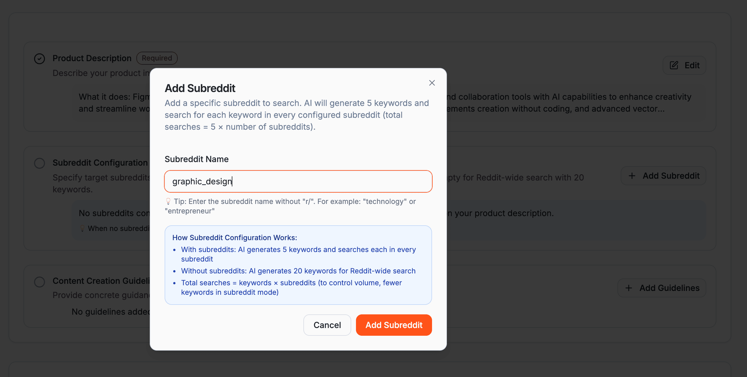 Add Subreddit Screenshot