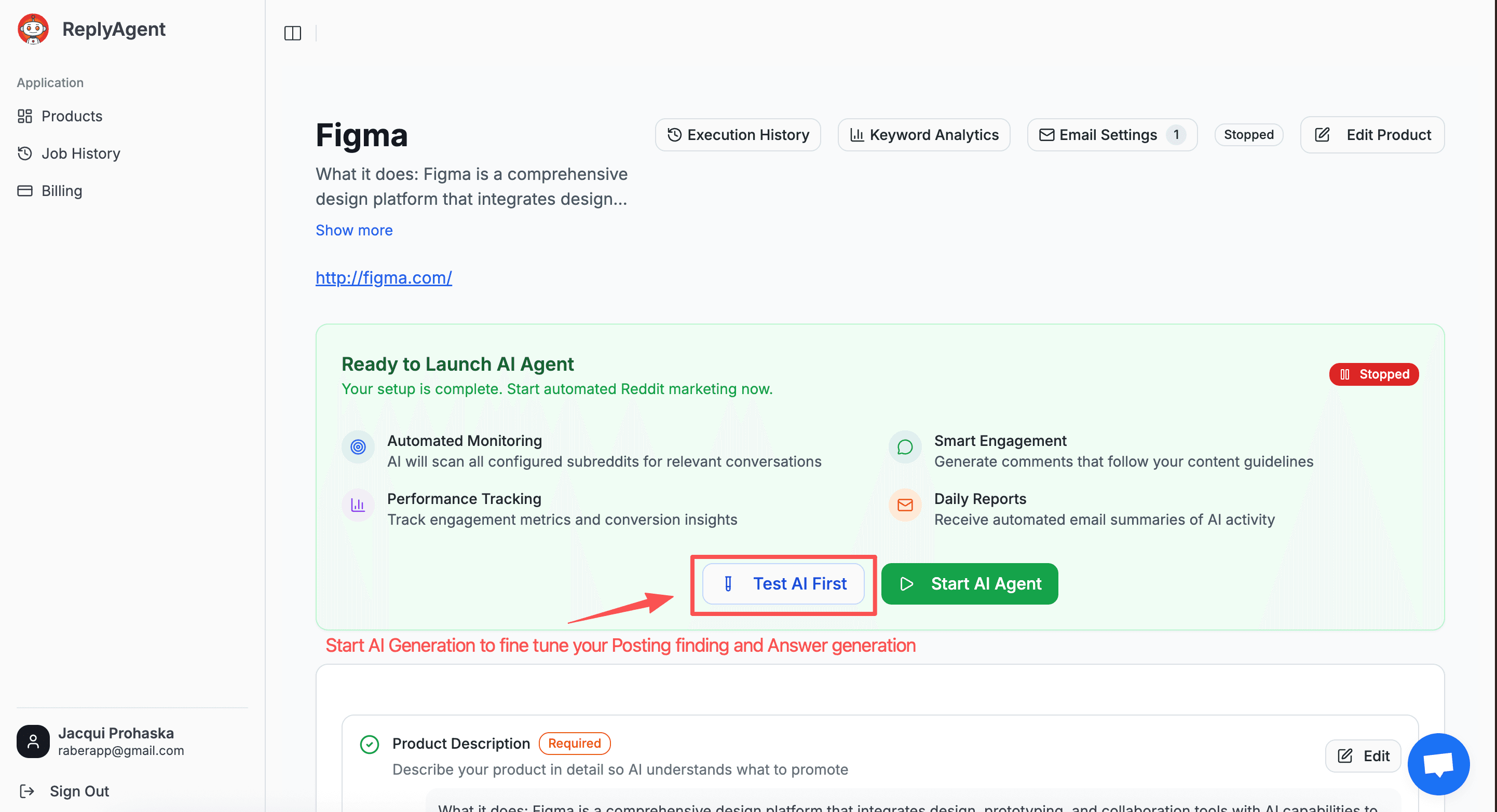 AI-generated Reddit comment suggestions